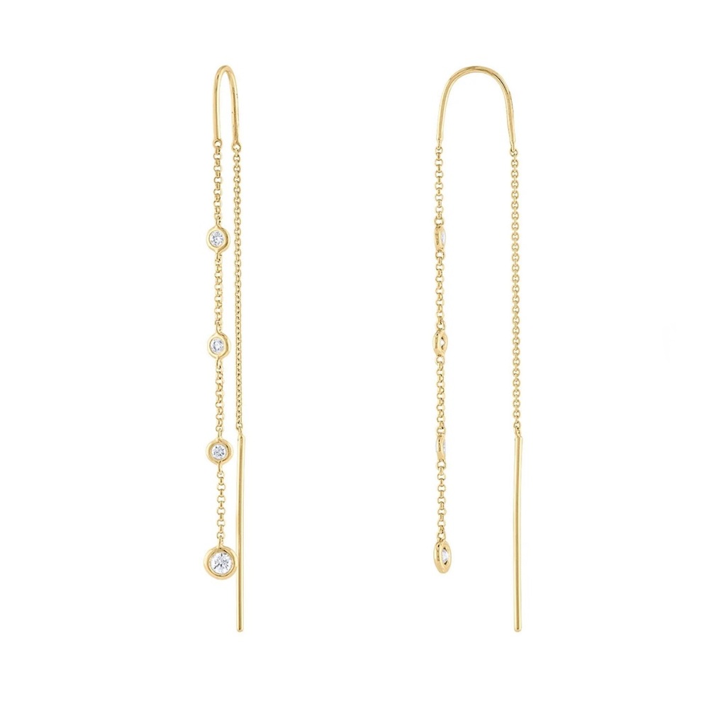 Diamond Threader Earrings 14K Yellow Gold